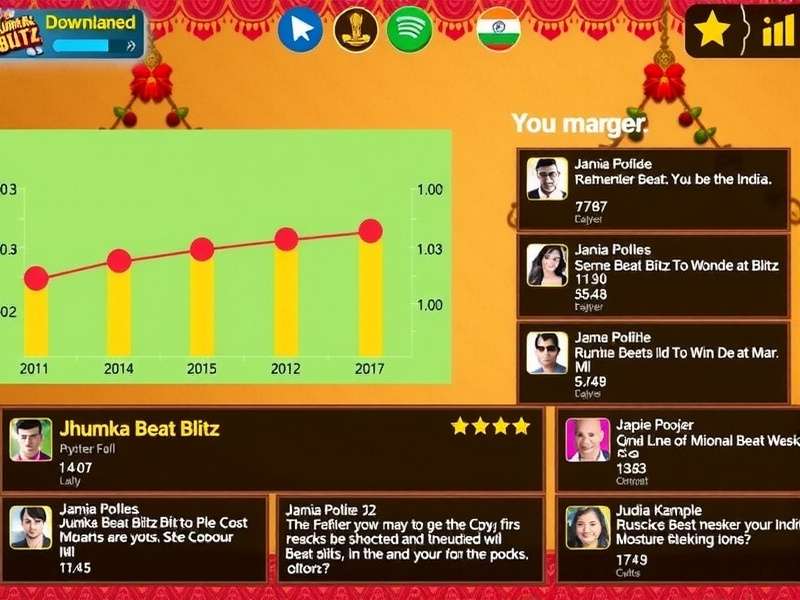 Jhumka Beat Blitz gameplay screenshot showing rhythm notes and Indian-themed background